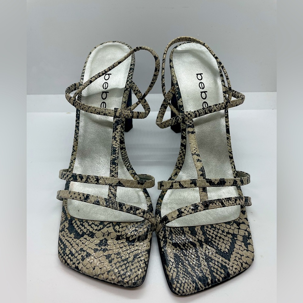 Y2K BEBE “Snakeskin” sling back heels size 9